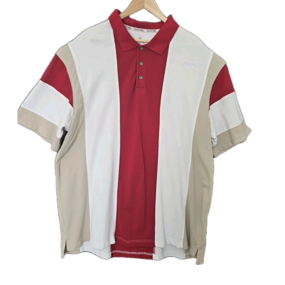 Men's Polo Shirt Size 3XL Red/Beige Short Sleeve Bass Pro Shops Red Head